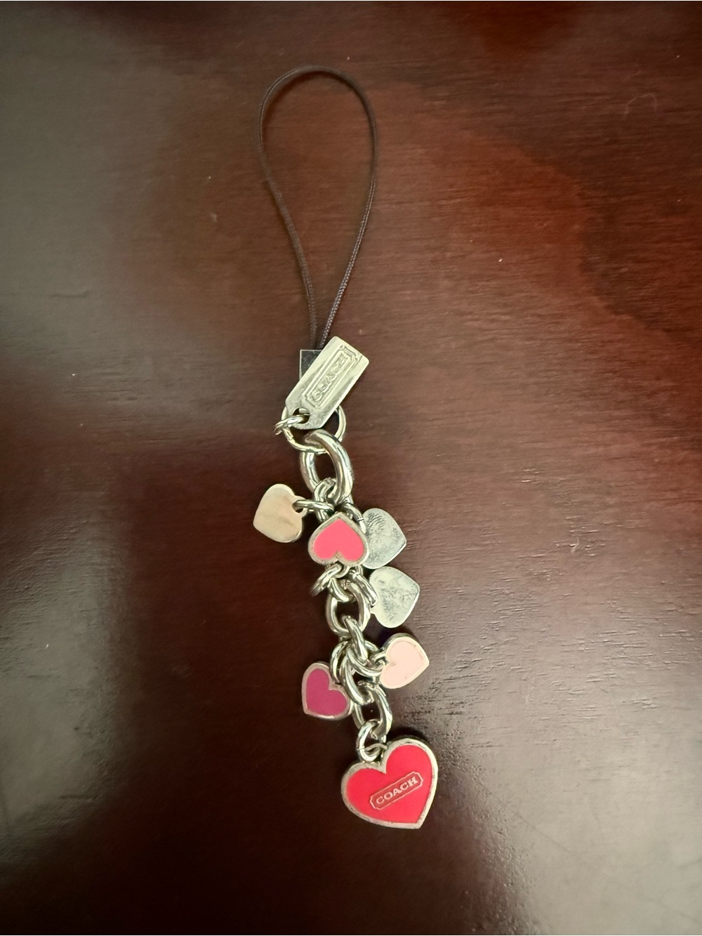 Vintage Coach Pink and Silver Heart Bag Charm